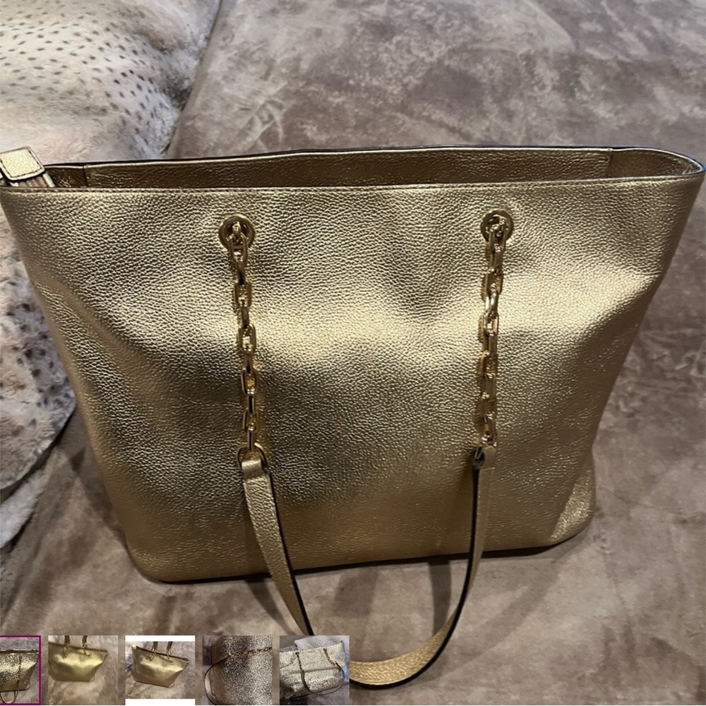 Michael Kors Metallic Gold Chain-Handle Tote